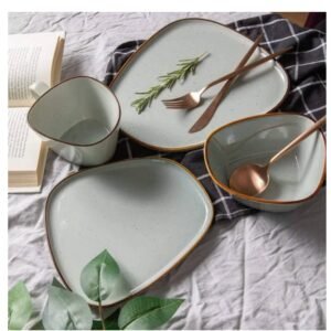 Dozza's Ceramic Stoneware Plates and Bowl set with Spoon and Cup