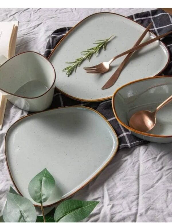 Karmaindika_Dozza's Ceramic Stoneware Plates and Bowl set with Spoon and Cup